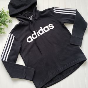Adidas Logo Hoodie 3 Stripe Black White size Small Comfy